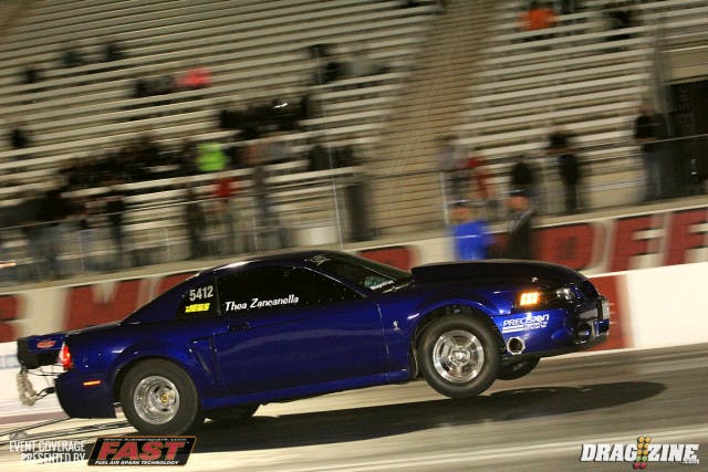 Thea Zancanella has been riding  the bars all weekend in her 2003 Mustang running in Magnafuel XDR. She scored a round win with a 4.61 over Kevin Foy.