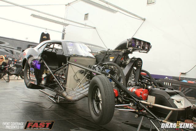 Melanie Salemi was off pace in qualifying with an electronics issue messing up the fuel curve on the engine. Melanie's husband and tuner John Salemi says he has it figured out this morning and will be looking to run in the 5.80's today in round two pf Precision Turbo Pro Mod eliminations.