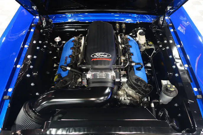 Under the hood of the Holley Mustang is a Ford Peformance Aluminator XS crate engine rated at over 500 horsepower.