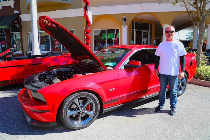 West Central Florida Mustang Club President, Lee Fitzstephens showed off his own car at the show. Club members all register and pay to participate in the show, thus helping the two charities it supports.