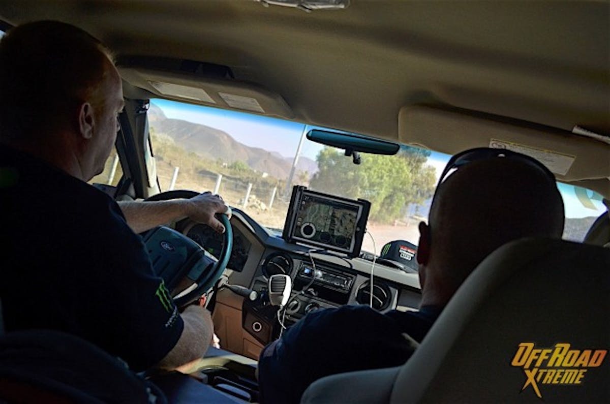 The inside view from the Terrible Herbst chase vehicle.