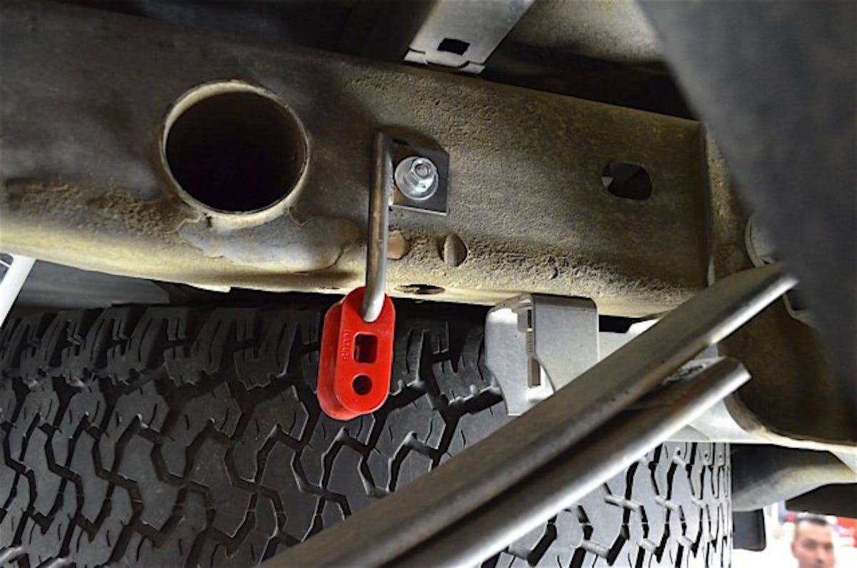 New hangers are provided for the rear sections of the system. The new brackets bolt in using existing holes in the frame.