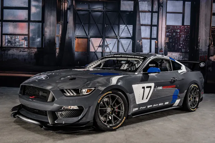 Forgeline wheels are the choice for a pair of significant 2017 Mustangs with distinct missions—the Ford Performance Mustang GT4 and the Richard Petty 80th Tribute Edition. The larger opening around the lugs not only lighten these wheels, but they make it easier for race teams to swap wheels. The GS1R is standard equipment on the GT4 and optional on the FP500S, which was revealed at The PRI Show. (Photo Credit: Ford)