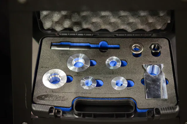 The complete Bearing Race Installer Tool kit.