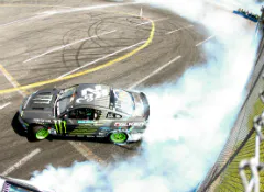 Vaughn Gittin Jr drifts Monster Energy Falken Tire Mustang RTR
