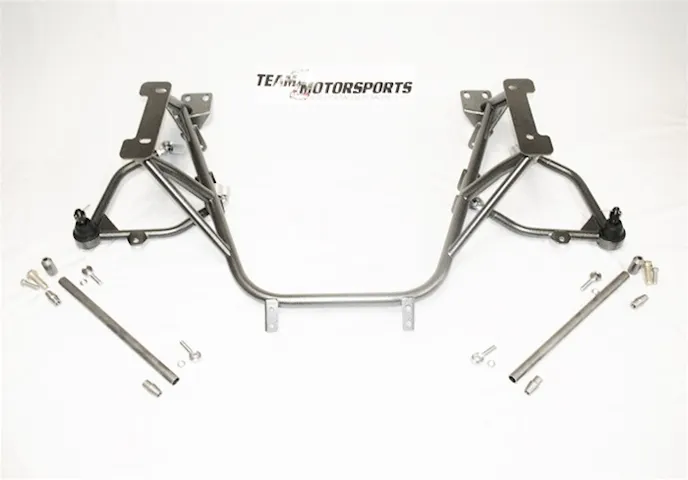 This is Team Z’s new Outlaw K-member, which can shave up 90 pounds off the front of a Fox Mustang. While it is primarily built to support larger engines, it will also accept a Coyote fitted with Kooks long-tube headers. (Photo Credit: Team Z Motorsports)