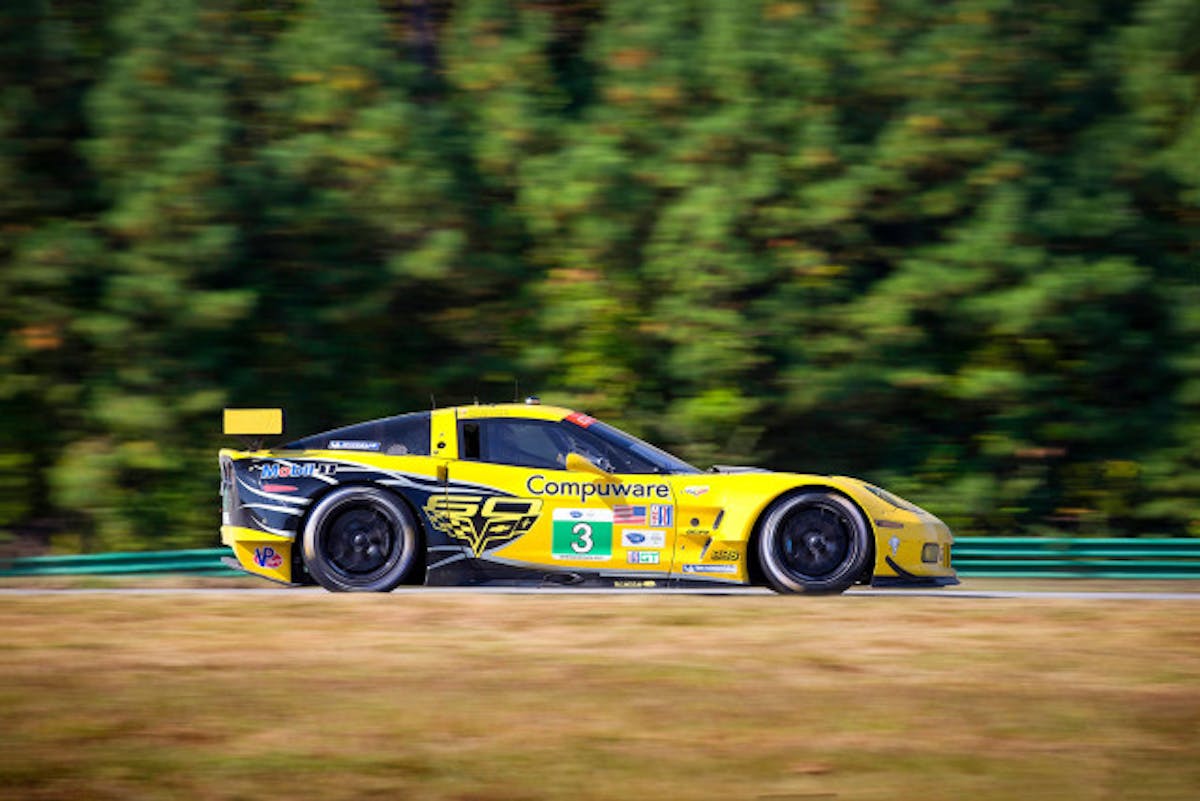 Antonio Garcia and Jan Magnussen, drivers of the #3 Compuware Corvette C6.R qualify eighth Friday, October 4, 2013 in the GT Class for Saturday's Oak Tree Grand Prix at Virginia International Raceway in Alton, Virginia. Tommy Milner and Oliver Gavin, drivers of the #4 Compuware Corvette C6.R, qualified ninth. (Photo by Richard Prince for Corvette Racing)