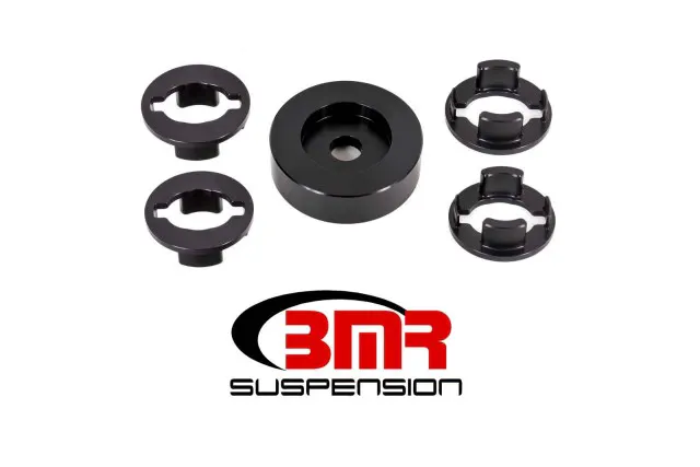 BMR's BK060 Differential Bushing Insert Kit is CNC-machined from billet aluminum. These bushing inserts fill the voids in the factory bushings, limiting the amount of deflection and pinion rise in the differential.