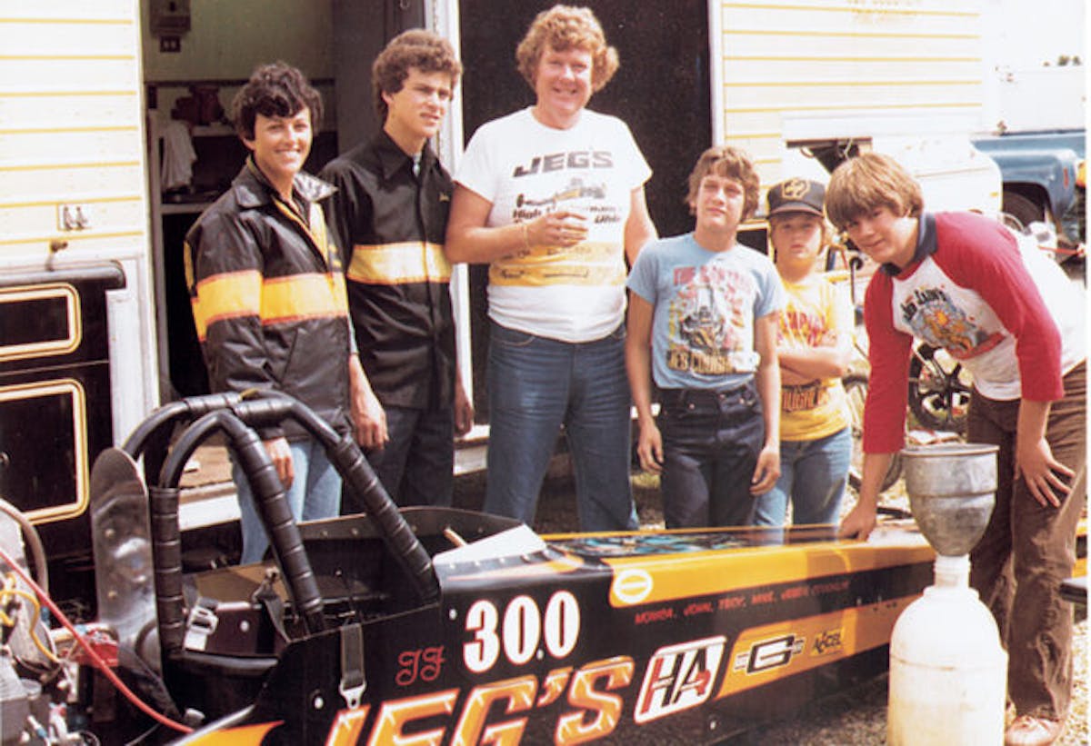 Jeg Coughlin, Sr. with this four sons during his years of competing in Top Fuel. 
