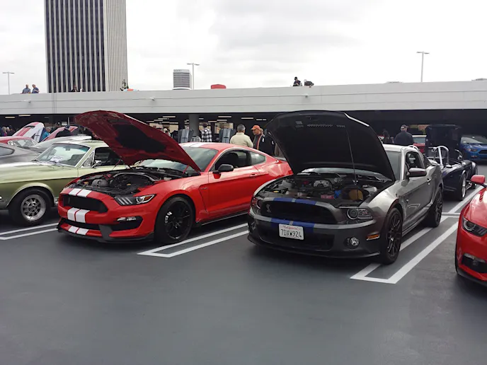 As we mentioned, these are the two current top-of-heap late-model Shelbys. At left is an S550 GT350 and the gray S197 is a king-of-the-hill 662-horsepower GT500. Which would you choose?