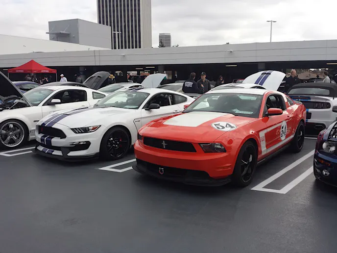 S197 BOSS 302s aren’t Shelbys, but they are still totally awesome. This 2012 (right) sitting next to a new GT350R belongs to our friend Randy Richardson who is a member and former president of the Los Angeles Shelby American Automobile Club (LASAAC)