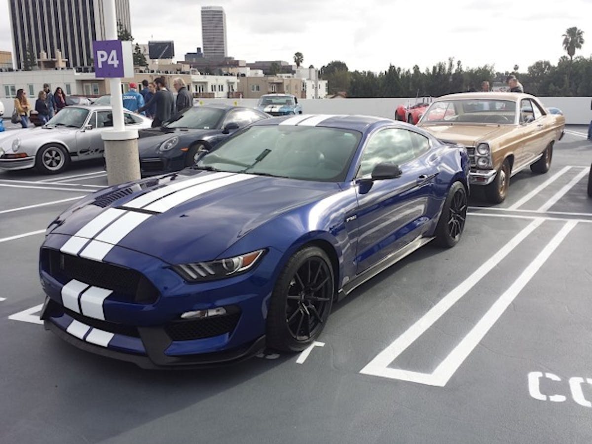 Another S550 GT350 adorns the parking lot of The Petersen Automotive Museum. Behind it is a 1966 Fairlane 500 two-door hardtop. These '66-'67 Fairlanes are a favorite of ours, and this Antique Bronze example has a hot 306 cubic-inch small-block V8, and happens to belong to your humble scribe.