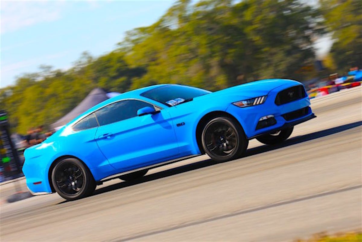 The crew at Injected Engineering fro Kennesaw, Georgia, came south with a pack of serious S550s, many of them with twin-turbo setups. This mildly modified Grabber Blue machine ran just over 130 mph while we were snapping photos.