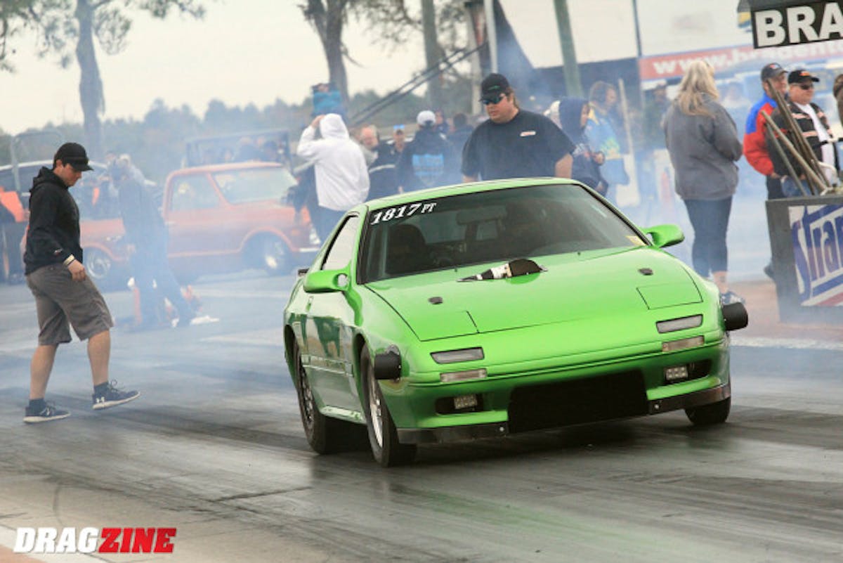 Rick Prospero is based out of Satellite Beach with his 1990 Mazda RX7. It's also got a big Chevy and twin turbo set up which has competed in Drag Week with. He sits second with a 4.74.