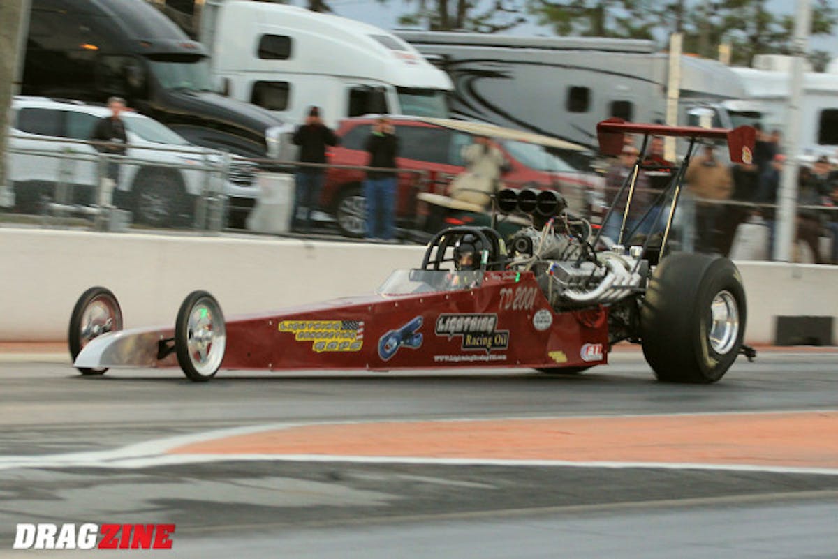 Tracy Stunkard put his Open Outlaw dragster on top running a 3.89 at 185.