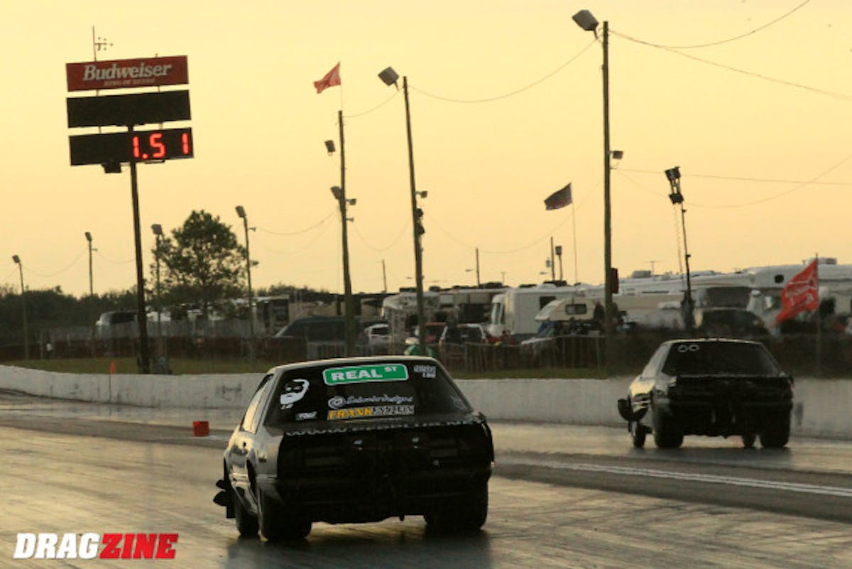 Lil Country leads the Limited Drag Radial class with a 4.243 at 173.44 driving The Apocalypse based out of Zephyrhills, Florida. In the near lane Don Lamana put his Pro Fab Performance Plus 90 Fox in sixth with a 4.38 at 178.