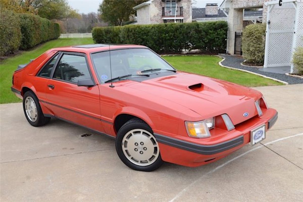 The Mustang SVO in question, Dennis Collins' 1985 Mustang SVO which had 7 miles on its odometer at the time of auction. This car sold for $63,800.