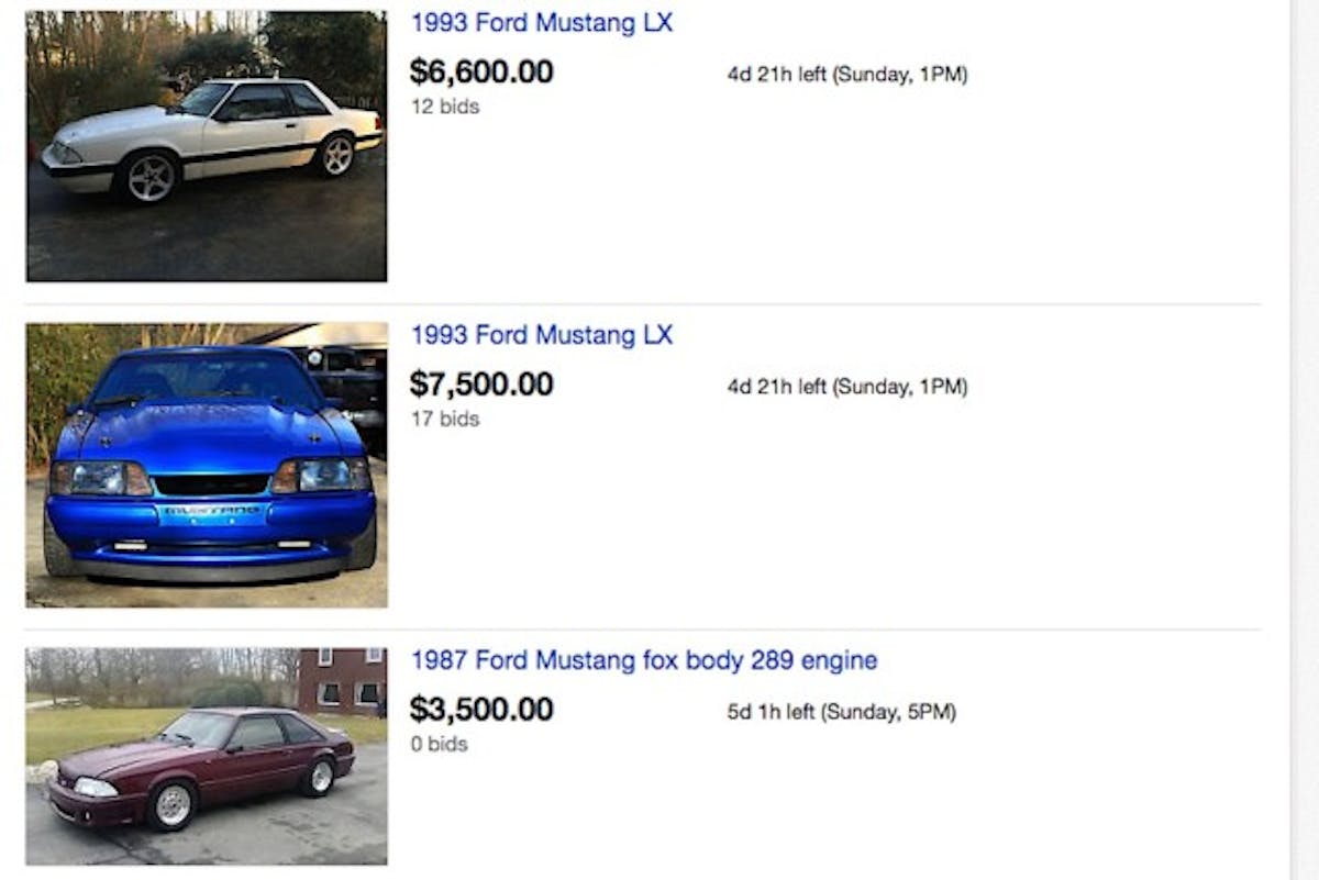 Current eBay listings show that the average Fox Mustang model is still within an affordable price range by today's standards, but for how long?