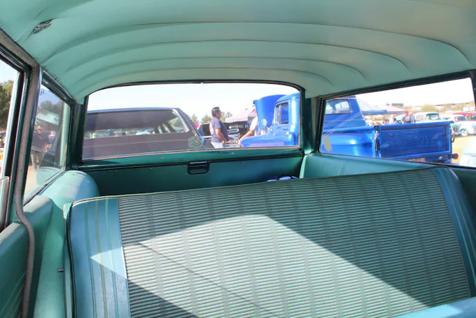 The interior is amazing; even the headliner is original. No evidence of spilled sodas or cookies ground into the carpet like most wagons of the day.