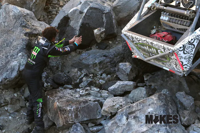 After breaking his rear driveshaft on Sledgehammer in 2016, Wayland Campbell literally pitched in to help Sister Bailey get over the waterfall; then assisted many of his competitors until he could fix his own car and continue on to a 15th place finish.