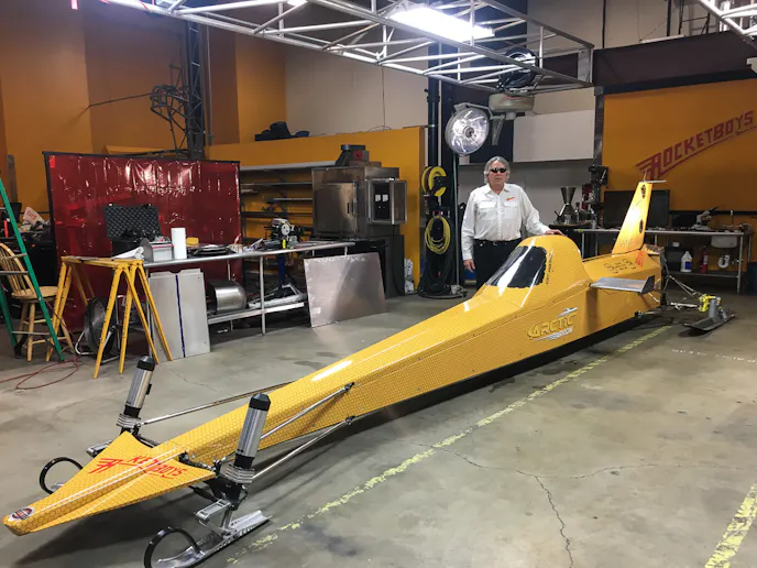 Kurt and the Arctic Arrow, destined to take its shot at the world ice-racing quarter-mile record this month.
