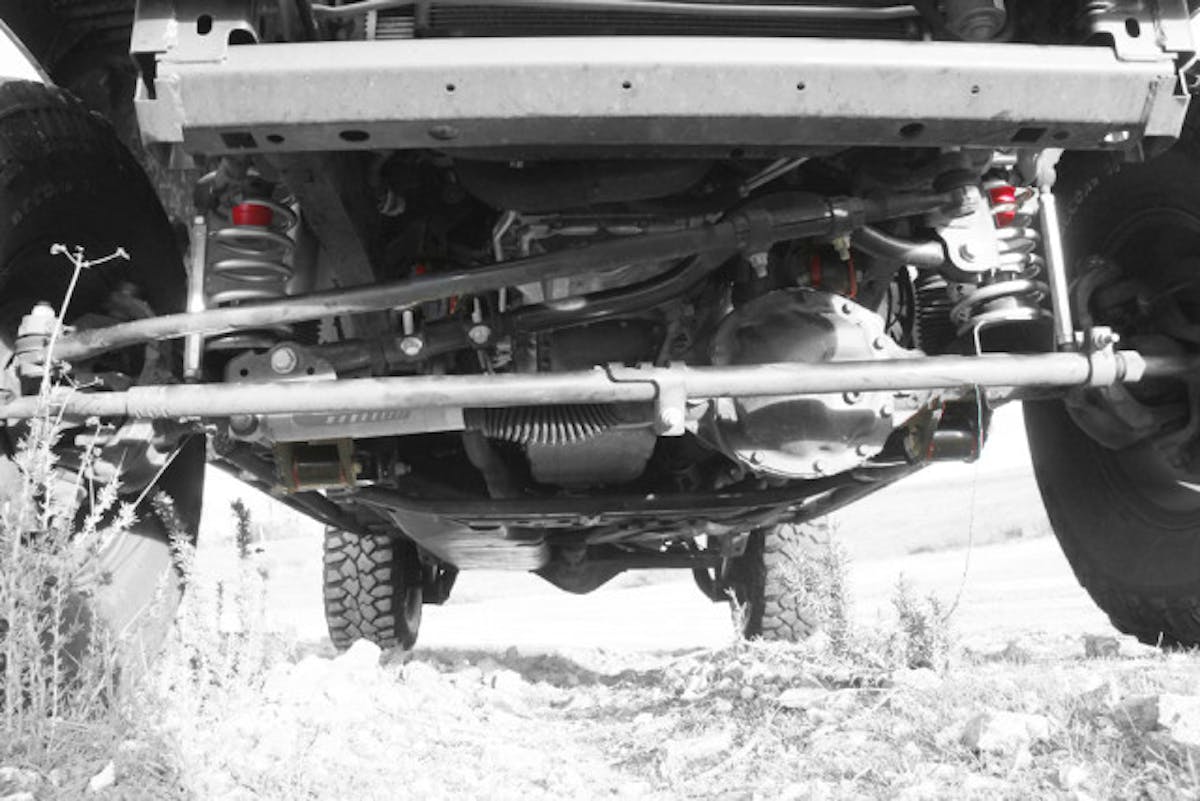 With the visible bushings highlighted, you can see just where we installed brand new polyurethane, including the control arms, bump stops, and more.