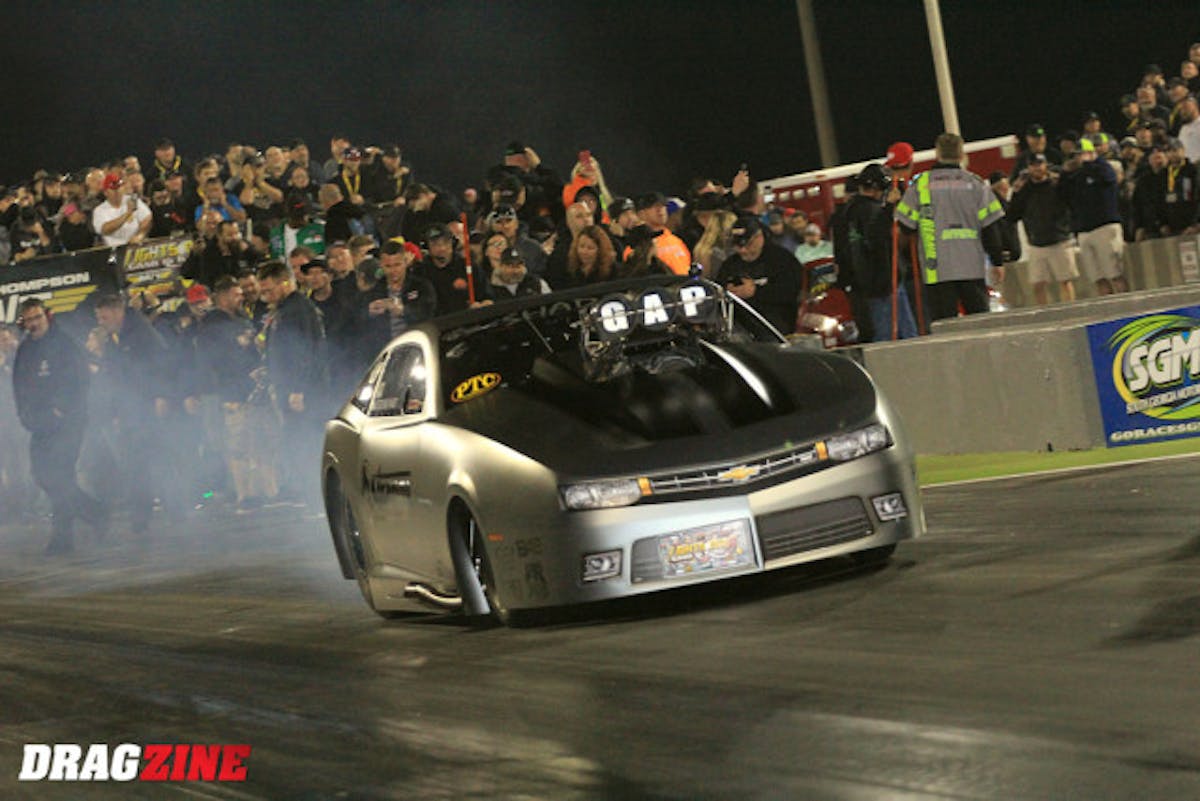 Steve Jackson faced off with number 32  Carl Brunette in the ECO Tech powered ride of Carl Brunet. Brunet put up a valiant fight with his own 4.21  but fell to the Shadow 2.0 running a 3.82 at 198 MPH.