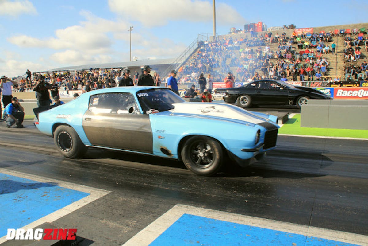 mark Dykeman had a hard time even getting here much less working nearly all night repairing the damage to the car from a bad injector. He was all fixed up this morning and ran a strong 4.51 at 159 MPH though taking a loss to Chris Bretz out of Spring Hill, Florida who put up a 4.45 at 173 in his turbocharged 2002 Camaro.