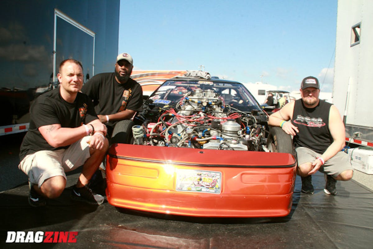 Ron Hamby is double entered again for Lights Out 8 for ODR and Pro 275 but struggled some getting the car worked out with the new combination. He upgraded in the off season to a fuel injected Pat Musi 960 managed by an EFI Technologies system tuned by Robert Hays. They finally got the car to apply the power in round one eliminations of ODR this morning earnign a win over Mike Barron. Hamby pictured at right.