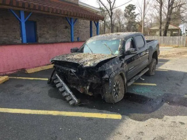 The result of the chase took its toll on the Tacoma.