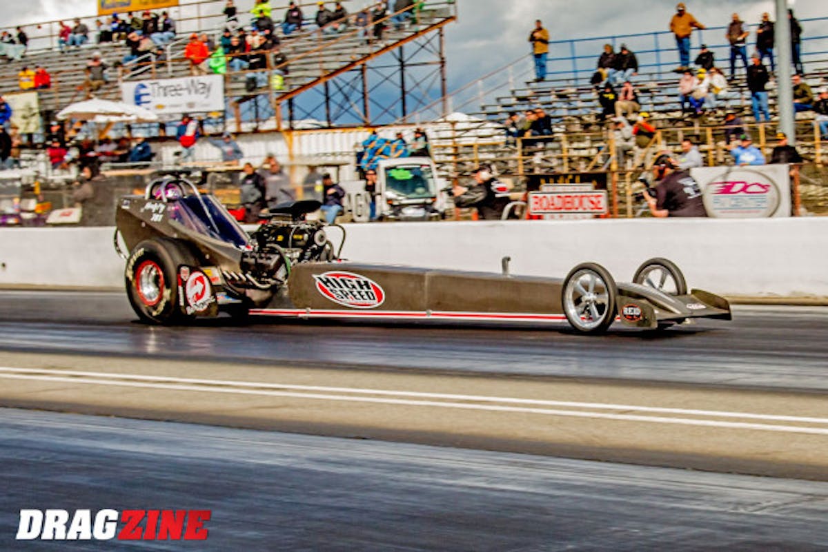 Mendy Fry in the High Speed Motorsports Top Fuel dragster