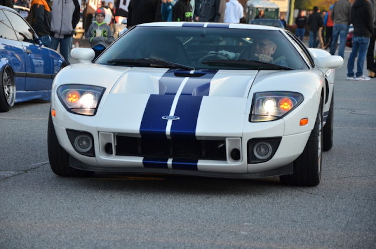 A Ford GT roams the feature lot among the other exotics.