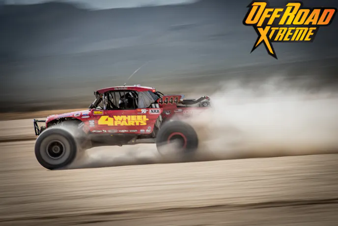 Greg Adler hauling across the Jean lake bed in his Ultra 4 beast.