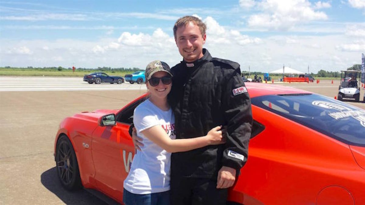 While congratulations were certainly in order for Jordan’s impressive run at The Texas Mile, he deserves major props for another significant event that happened at the event. He got engaged to Ami Heckmaster. “He proposed after his 237-mph run and I had no idea it was coming. I was completely surprised,” she said. “…I may not have been able to race this weekend but I did get engaged!