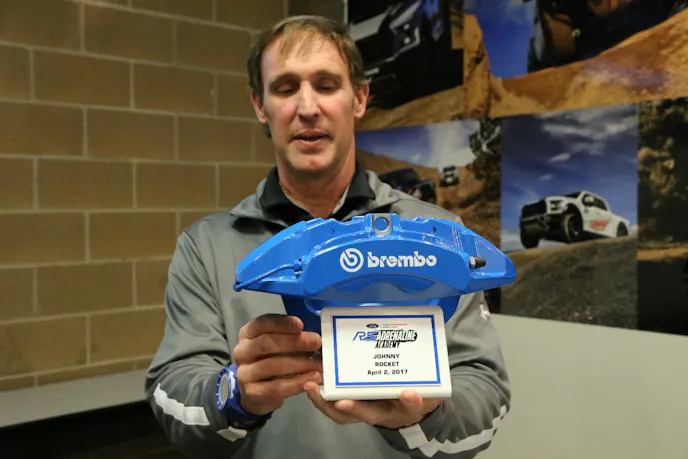 While we media only participated in a shortened course to get an idea what the experiences are like for owners, the owners that do participate and graduate will get some impressive trophies to take home. For example, RS Adrenaline Academy grads will have this awesome brake trophy to show off.