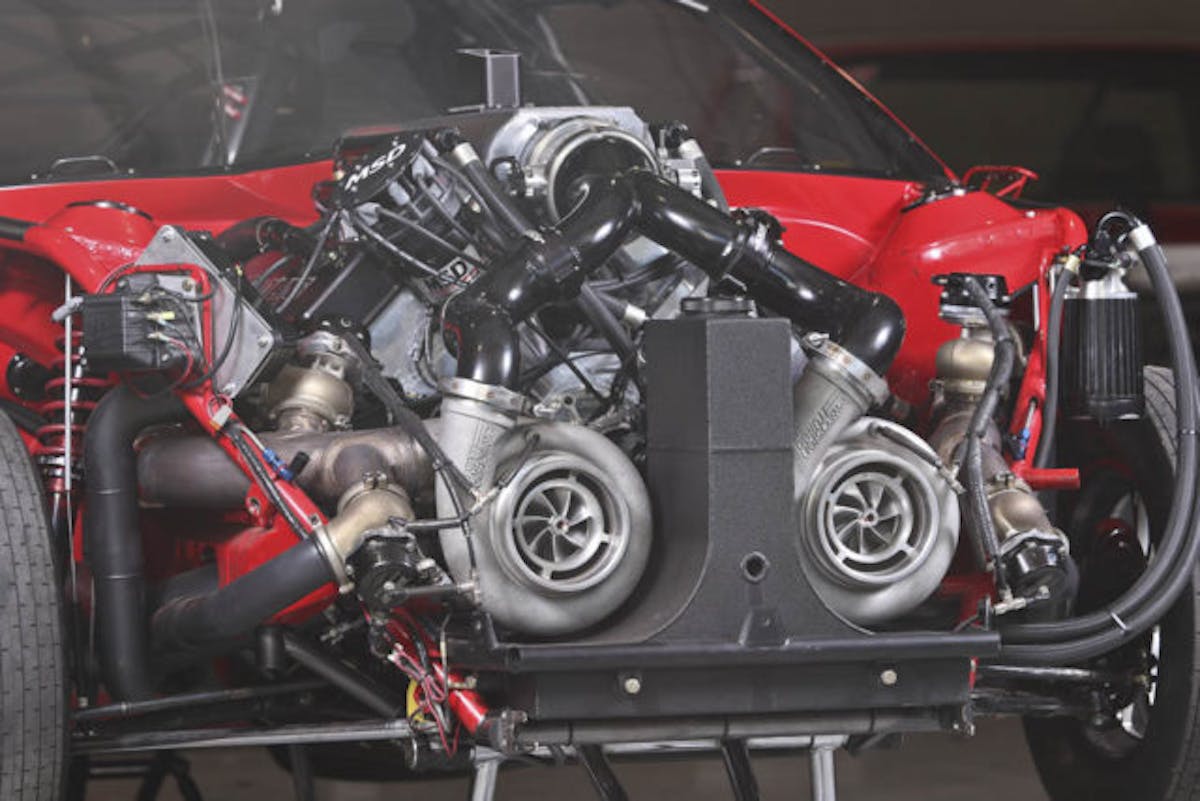 The heart of this monster is a 572 cubic inch 481X from Proline Racing Engines. This all-billet powerplant is capable of cranking upwards of 5,500 horsepower. Yes, you read that —over five thousand horsepower!