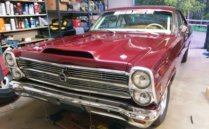 At home in the garage, 1200 HP hidden nicely under the hood.