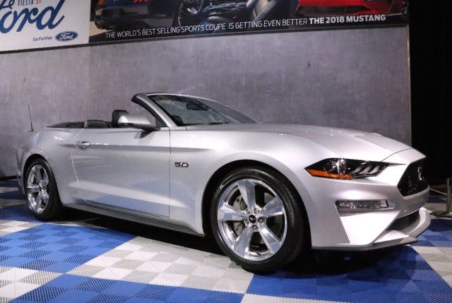 Part of the reason we trekked to the Barrett-Jackson auction in West Palm Beach, Florida, was to get a first look at the 2018 Mustang in person. We wish it had been right next to a 2017 so we could do a side-by-side comparison, but that will have to wait.