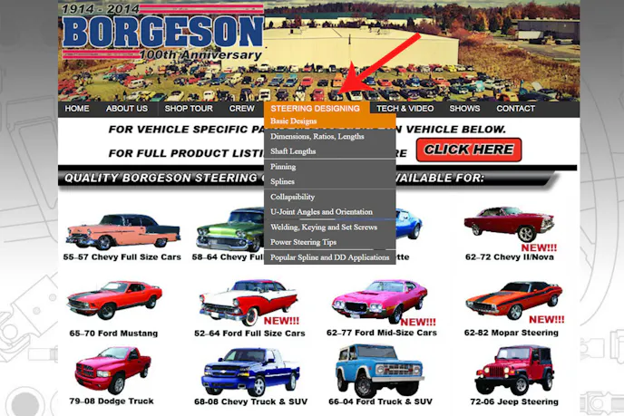 Borgeson Steering Home page