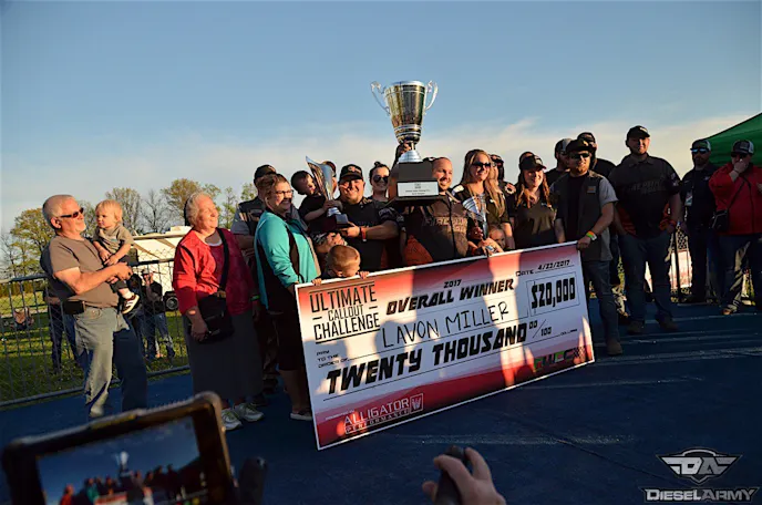 Lavon Miller and team collecting the Ultimate Callout Challenge crown and the $20,000 check.