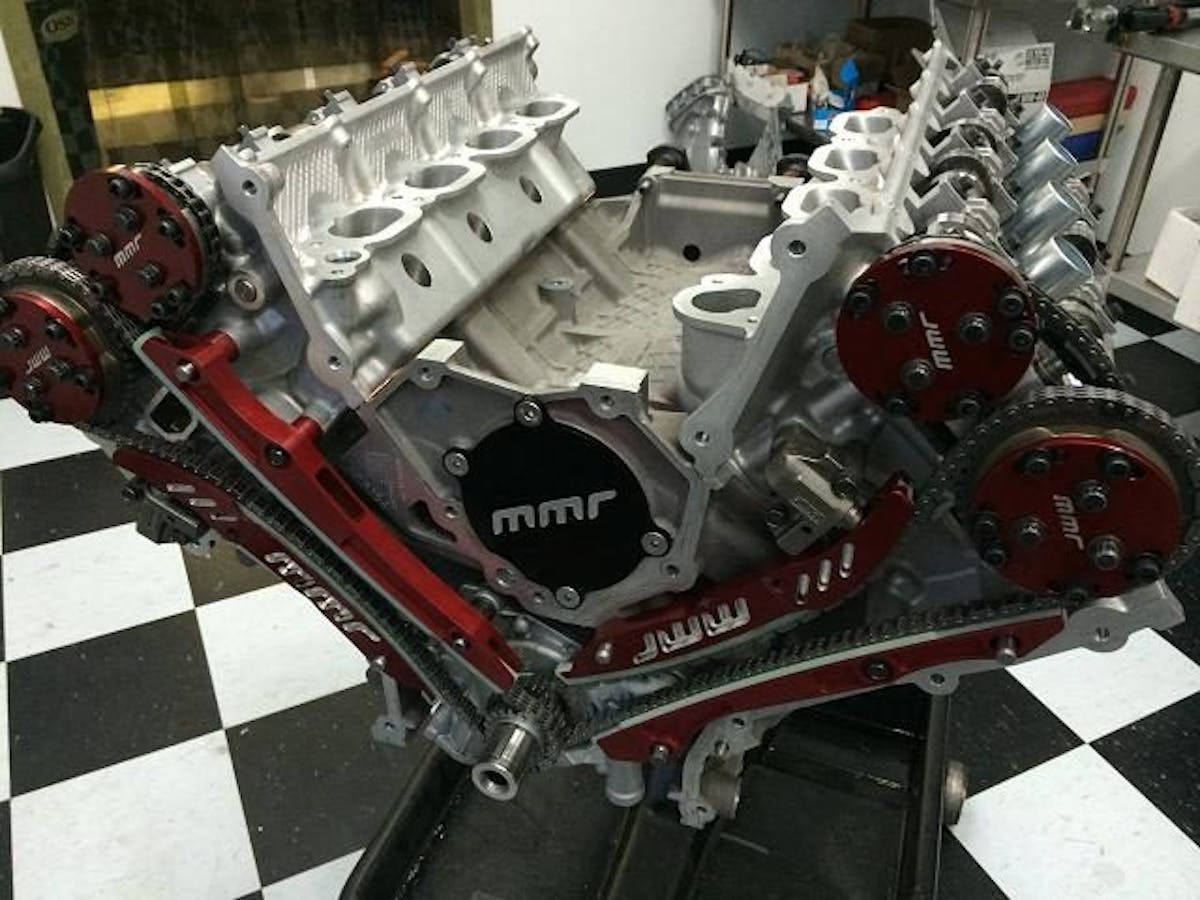 Looking for a long-block capable of supporting big power for your project? MMR offers this 2011-2016 Mustang GT 5.0/F-150 MMR 1000 long-block. It features Ford Performance head gaskets, head bolts, timing chains, guides, rockers, lifters, and cams along with billet oil pump gears. It can be ordered with Boss 302, 2015 Mustang GT or 2016 Shelby GT350 heads.