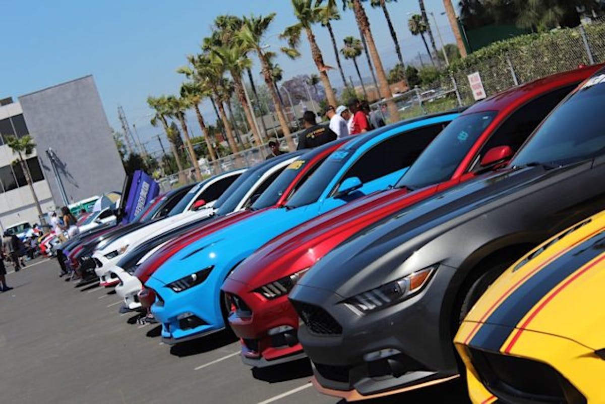 A sea of S550 Mustangs overtook the front left corner of the parking lot, just outside of Area 51. A nice mix of Coyote and EcoBoost-powered Fords indeed.