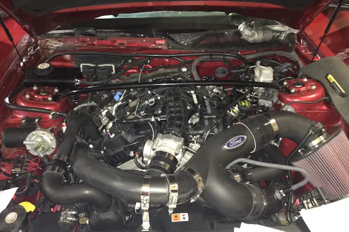 The new EcoBoost engine, all buttoned up and ready for tuning.
