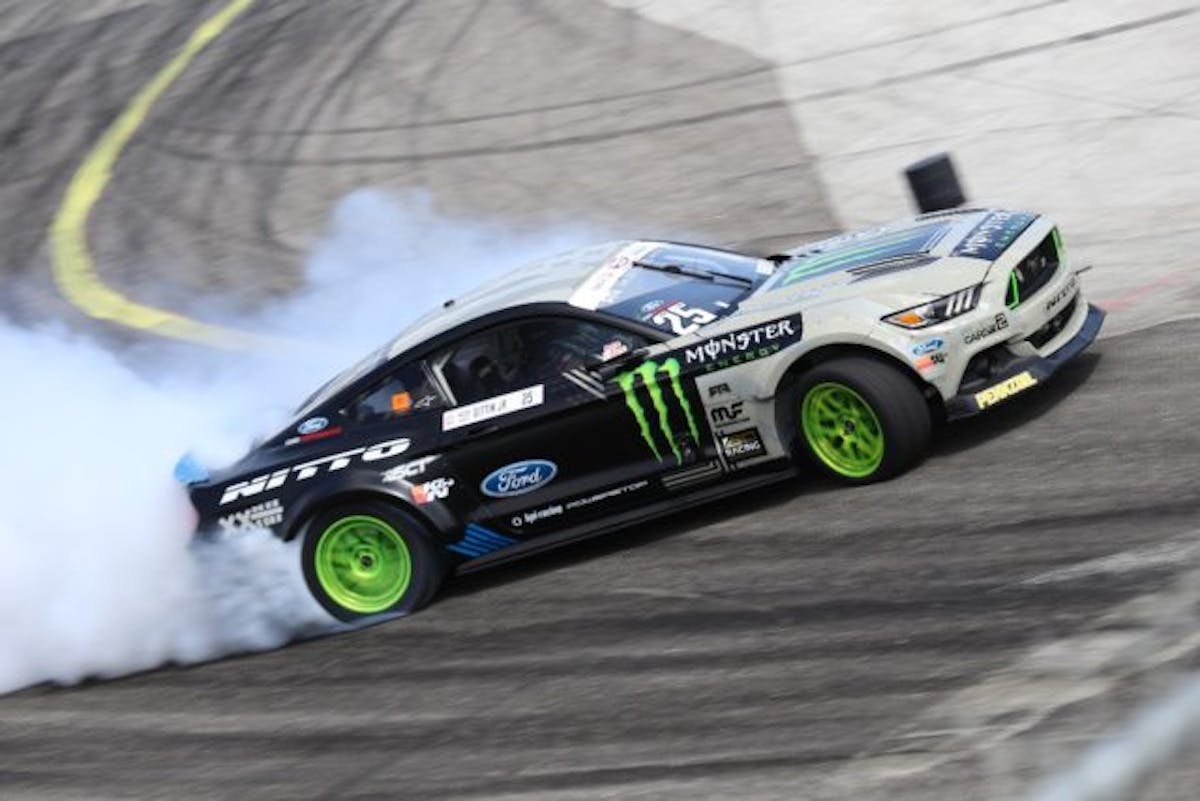 At Formula Drift’s Uncharted Territory event at Orlando Speed World, we had the opportunity to ride shotgun in Vaughn Gittin Jr.’s Monster Energy Ford Mustang RTR Spec 5-D.