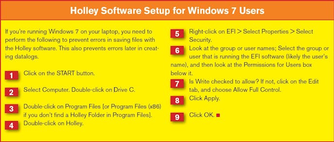 Holley EFI Software Setup for Windows 7