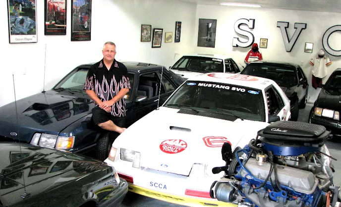 Mark's impressive SVO collection has included Old SCCA race cars, Comp Preps, low mileage and rare color examples.