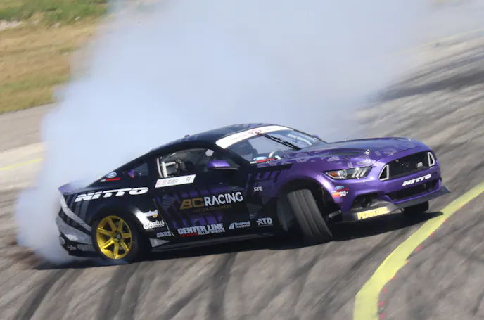 Last season, Chelsea Denofa competed in Formula Drift as a one-man team. This year he has the full support of the RTR Motorsports team.