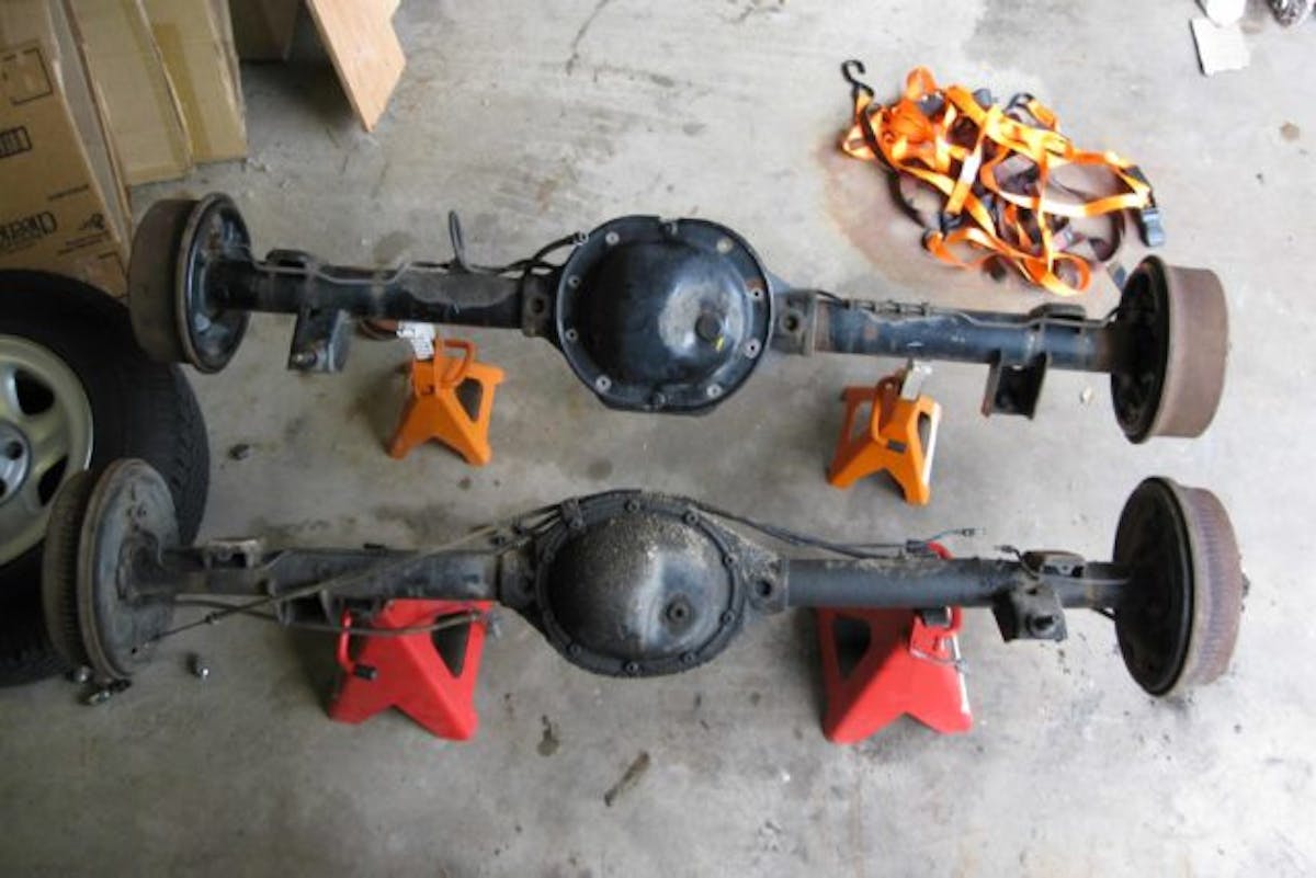Notice the difference between the two axles. The flat bottom is on the 8.25.