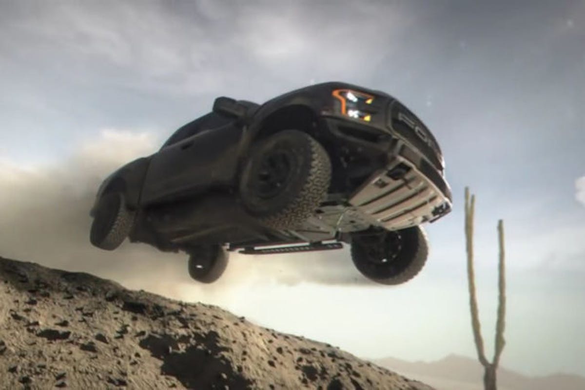 Raptor's factory suspension can soak up big jumps.