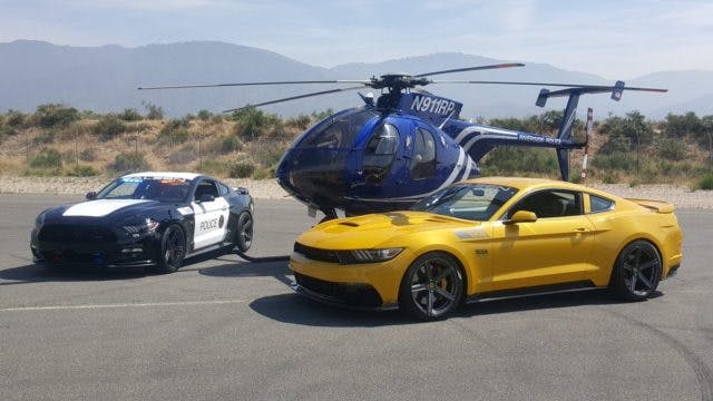 It was an exciting day for the Riverside Police Department when it took delivery of 730-horsepower Saleen patrol car. (Photo Credit: Riverside Police Department’s Air Support Unit)